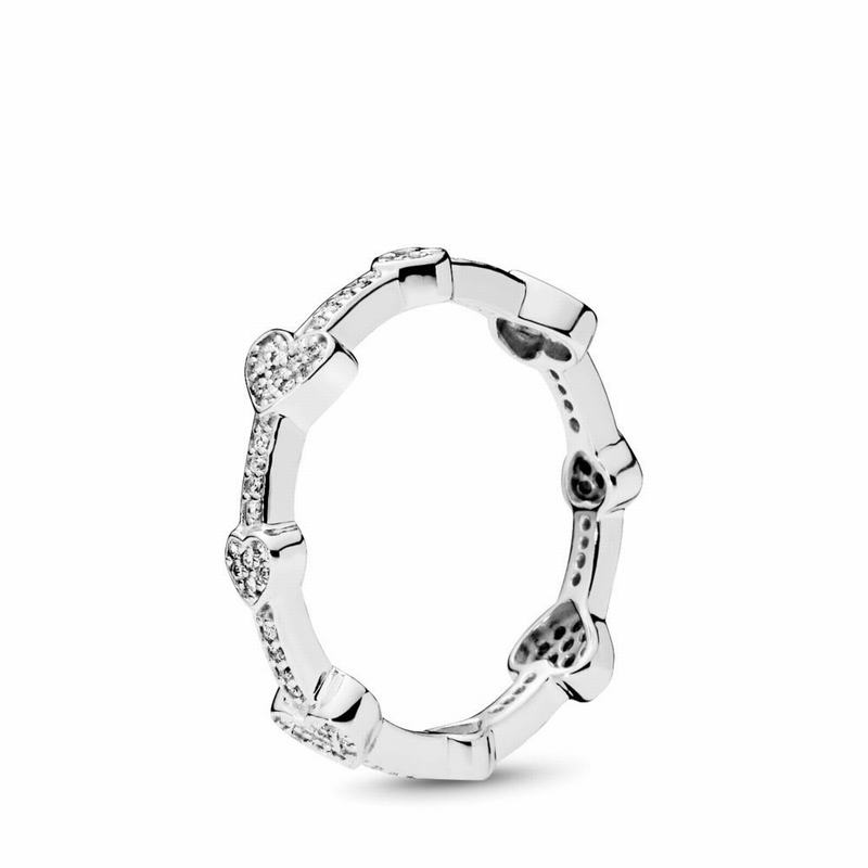 Pandora Allustackable Ring Hearts Stackable Ring Ireland - Sterling Silver/Cubic Zirconia - 896720TI